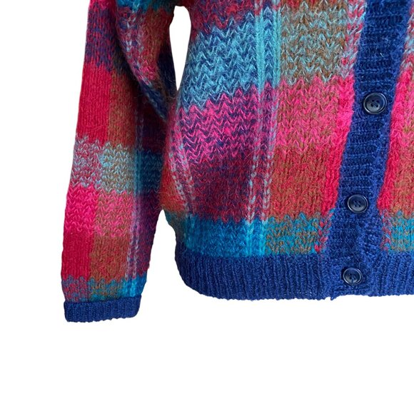 Vintage Epogee Plaid Mohair Button Cardigan Old Money Classic Preppy Country-S - Picture 4 of 9